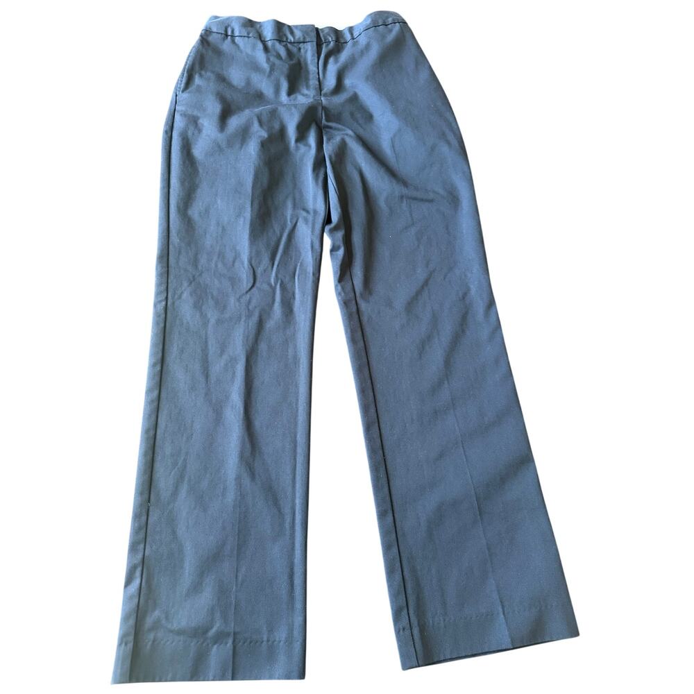 Lands End Women Mid Rise Straight Chino Dress Pants 10 Navy Workwear Career Work